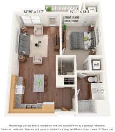 1 bed, 1 bath, 663 sqft, $1,336