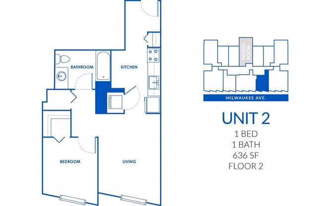 1 bed, 1 bath, 626 sqft, $2,414, Unit 202