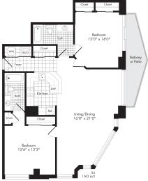 2 beds, 2 baths, 1,063 sqft, $2,882