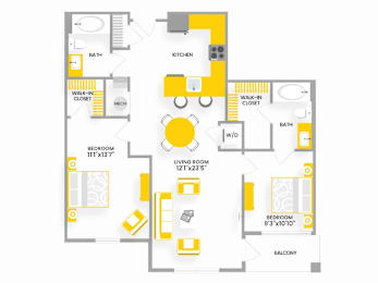 2 beds, 2 baths, 922 sqft, $3,599