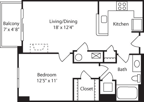 1 bed, 1 bath, 689 sqft, $2,514