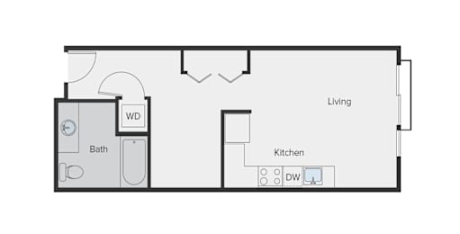 Studio, 1 bath, 537 sqft, $2,076