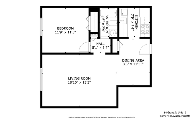 1 bed, 1 bath, 640 sqft, $2,400, Unit 12