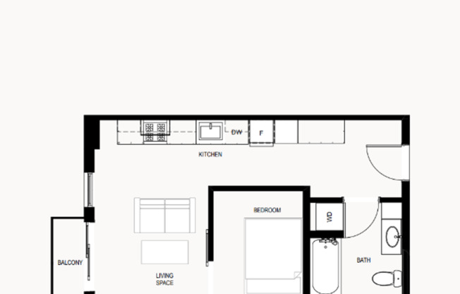 1 bed, 1 bath, 373 sqft, $1,975, Unit 605