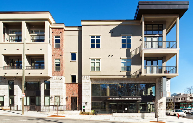 Dynamic and modern architecture at St. Marys Square Apartments, North Carolina