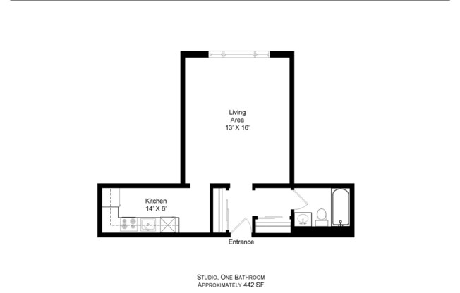 Studio, 1 bath, 450 sqft, $1,295, Unit 307