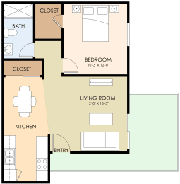 1 bed, 1 bath, 610 sqft, $2,495