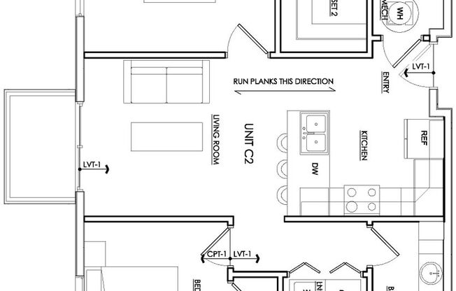 2 beds, 2 baths, 793 sqft, $1,320, Unit 1203