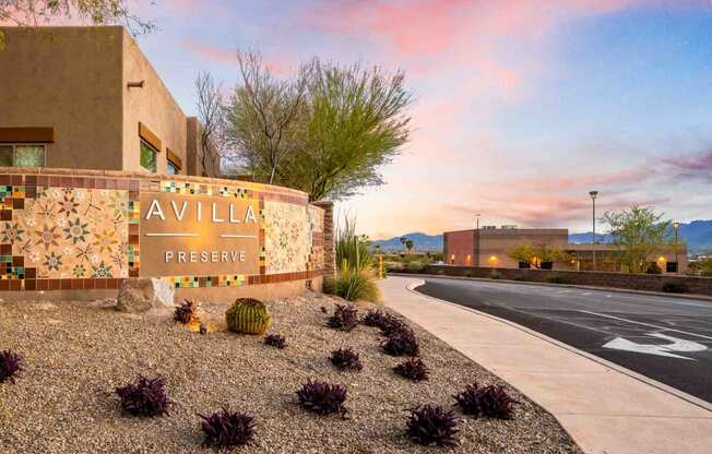 Monument Sign at Avilla Preserve Apartment Homes in Tucson Arizona