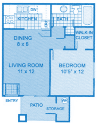 1 bed, 1 bath, 535 sqft, $871