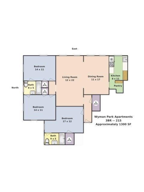 3 beds, 2 baths, 1,300 sqft, $2,300, Unit 315