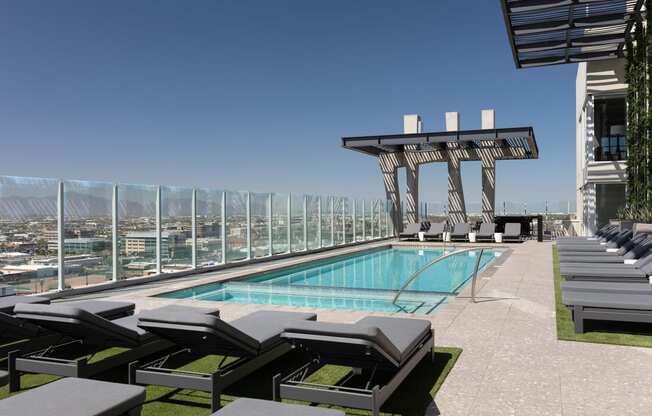 Pool Side Relaxing Area With Sundeck at AVE Phoenix Sky, Phoenix, AZ, 85003