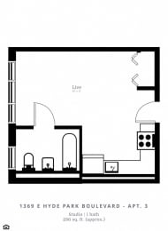 Studio, 1 bath, $1,040
