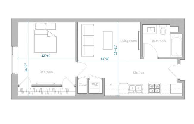 1 bed, 1 bath, 622 sqft, $2,195, Unit 405