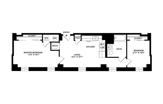 2 beds, 2 baths, 667 sqft, $3,195, Unit T-0508