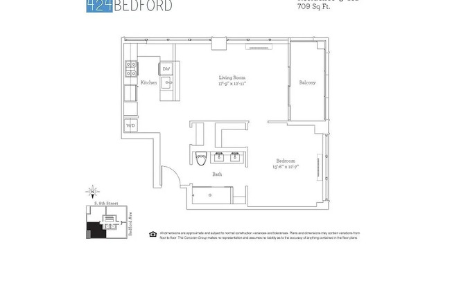 1 bed, 1 bath, 709 sqft, $4,638, Unit 8B