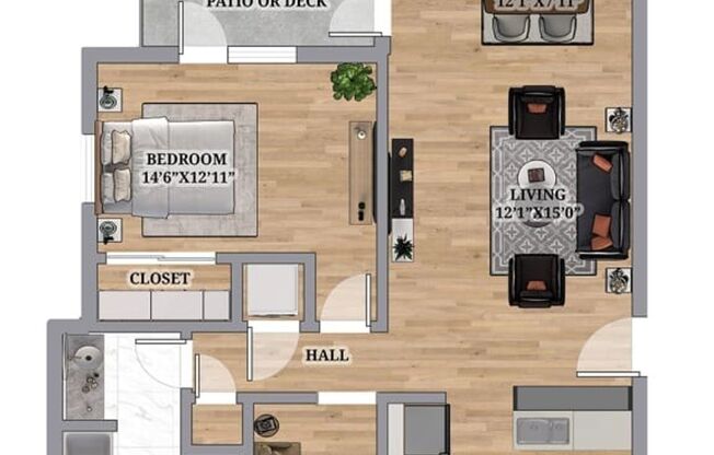 1 bed, 1 bath, 804 sqft, $1,750, Unit 4911-203