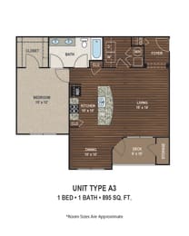 1 bed, 1 bath, 895 sqft, $1,451