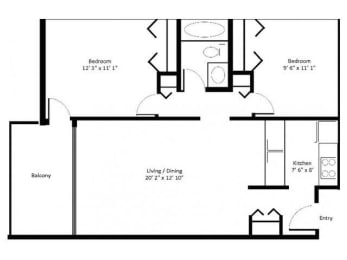 2 beds, 1 bath, 850 sqft, $3,062