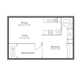 1 bed, 1 bath, 480 sqft, $773