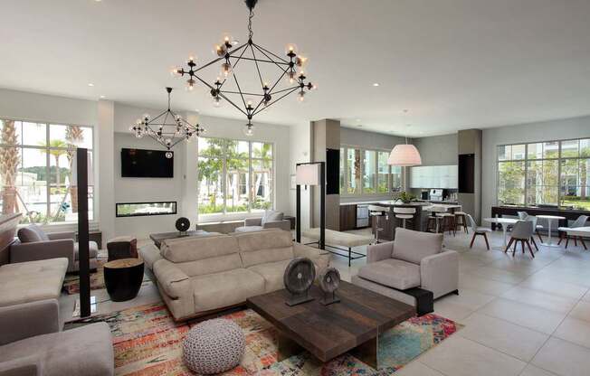 Clubhouse with lounge area, fireplace, TV and WiFi