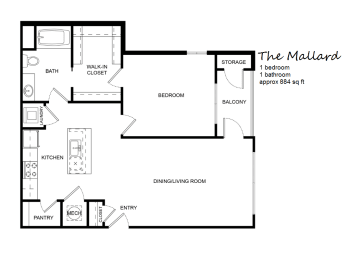 1 bed, 1 bath, 886 sqft, $1,220