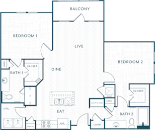 2 beds, 2 baths, 1,204 sqft, $1,771