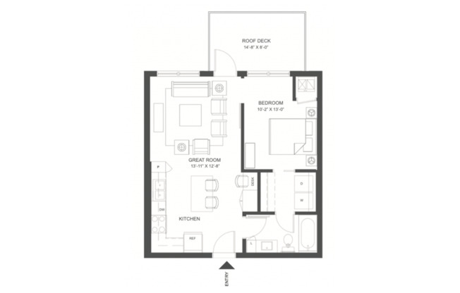 1 bed, 1 bath, 620 sqft, $1,795, Unit P38