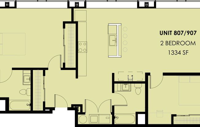 2 beds, 2 baths, 1,334 sqft, $4,950, Unit 410-907