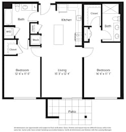 2 beds, 2 baths, 1,000 sqft, $2,646