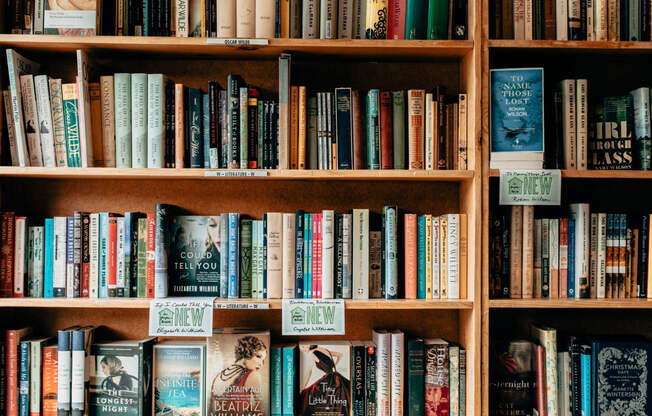 a bookcase filled with lots of books
