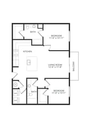 2 beds, 2 baths, 1,071 sqft, $1,915