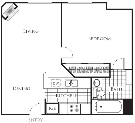 1 bed, 1 bath, 597 sqft, $2,004, Unit 104