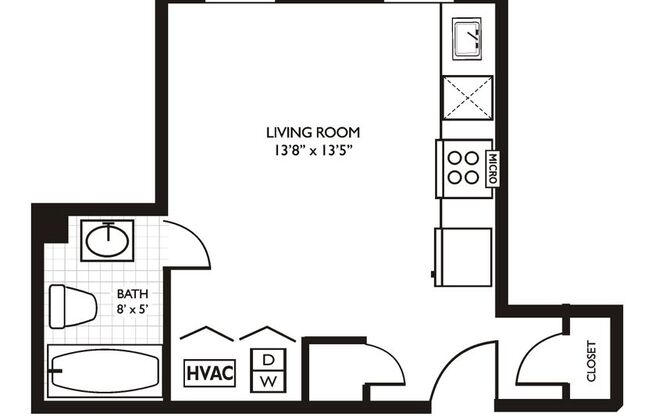 Studio, 1 bath, 280 sqft, $1,450, Unit 103