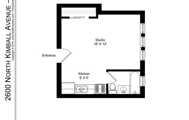 Studio, 1 bath, 332 sqft, $1,350, Unit 410