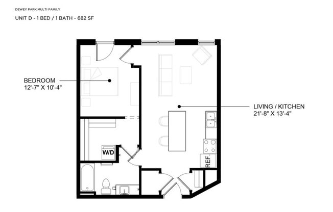 1 bed, 1 bath, 682 sqft, $1,365, Unit 204