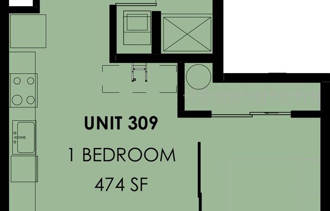 1 bed, 1 bath, 474 sqft, $2,150, Unit 410 5th #309