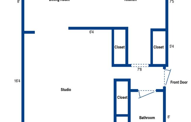 Studio, 1 bath, 500 sqft, $895, Unit A4 1/2