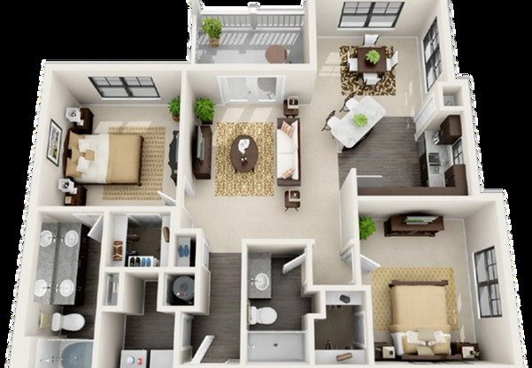 2 beds, 2 baths, 1,094 sqft, $1,447