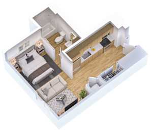 Studio, 1 bath, 570 sqft, $1,599