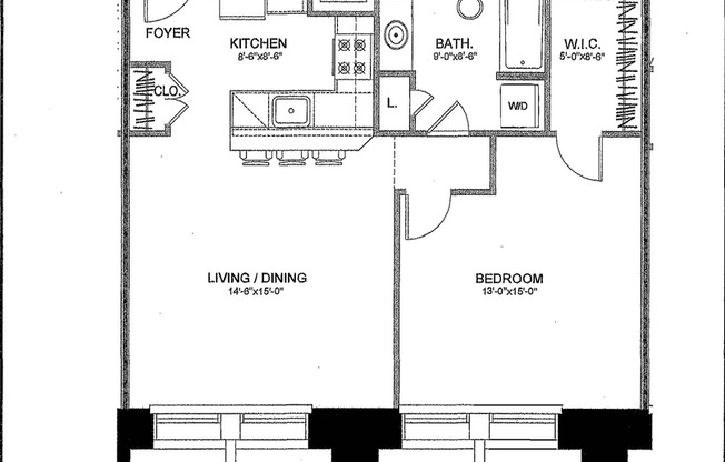 1 bed, 1 bath, 708 sqft, $1,700, Unit 409