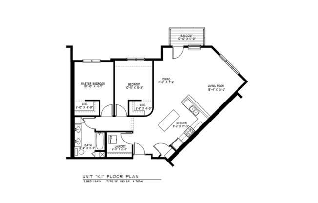 2 beds, 1 bath, 1,133 sqft, $1,980, Unit 413