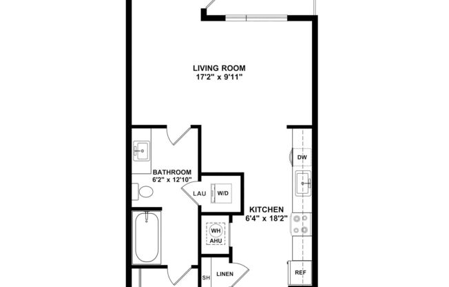 Studio, 1 bath, 530 sqft, $1,319