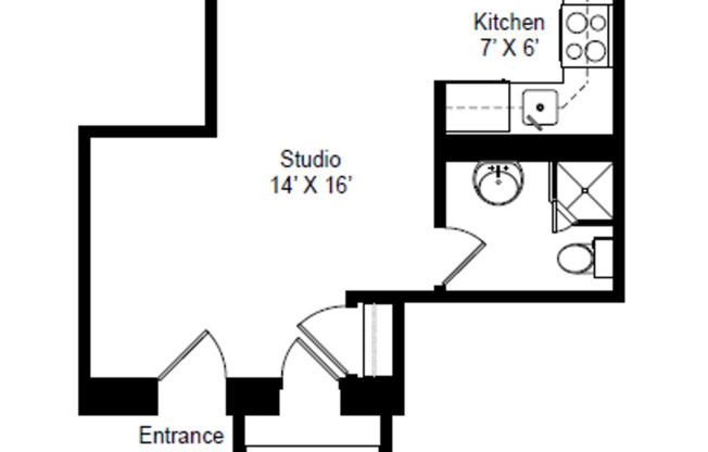 Studio, 1 bath, 300 sqft, $1,365, Unit 620-310