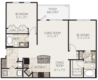 2 beds, 2 baths, 1,166 sqft, $1,395