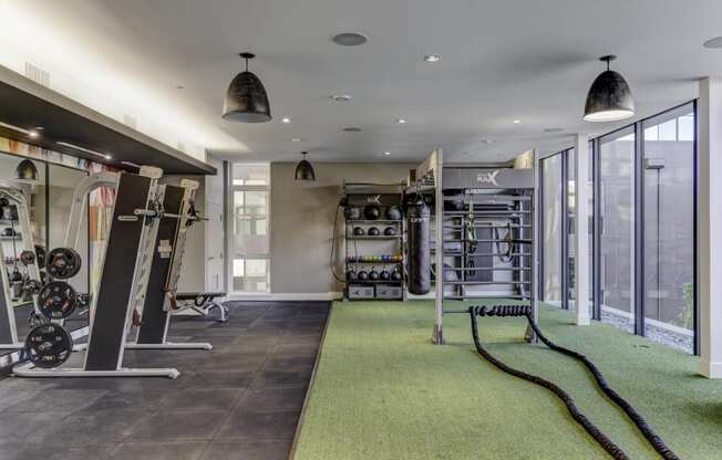 fitness center at Novo Apartments