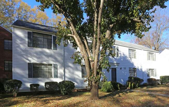Exterior view of Apartments with white siding