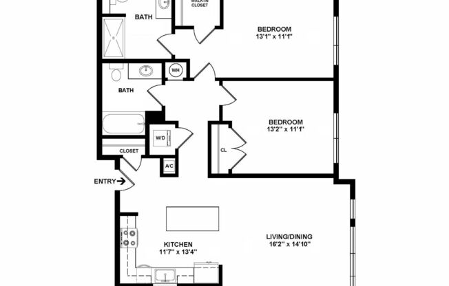 2 beds, 2 baths, 995 sqft, $5,390