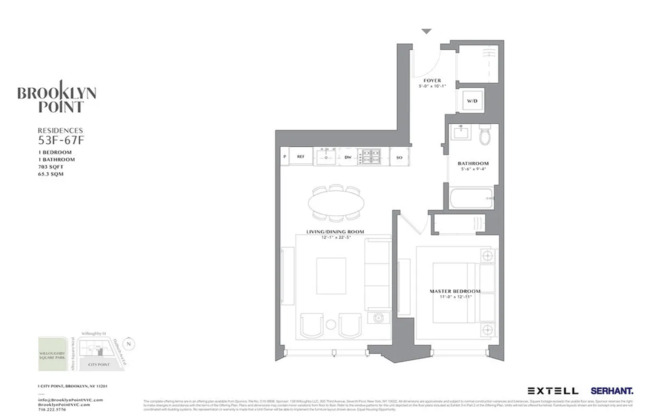 1 bed, 1 bath, 703 sqft, $5,500, Unit 61F