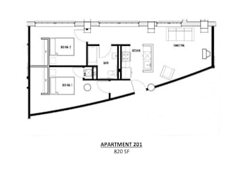 2 beds, 1 bath, 820 sqft, $1,450